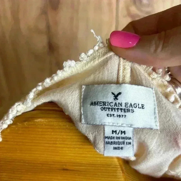 American Eagle Short Duster Boho Cover Up Cream Color Size M - Picture 4 of 8
